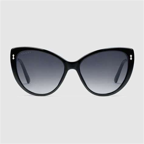 gucci black cat eye glasses|Black Acetate Cat Eye Sunglasses With Grey Lens .